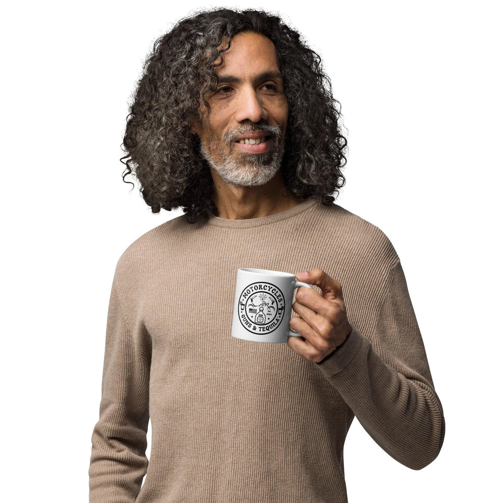 Motorcycles Guns & Tequila White coffee mug -MGW Clothing