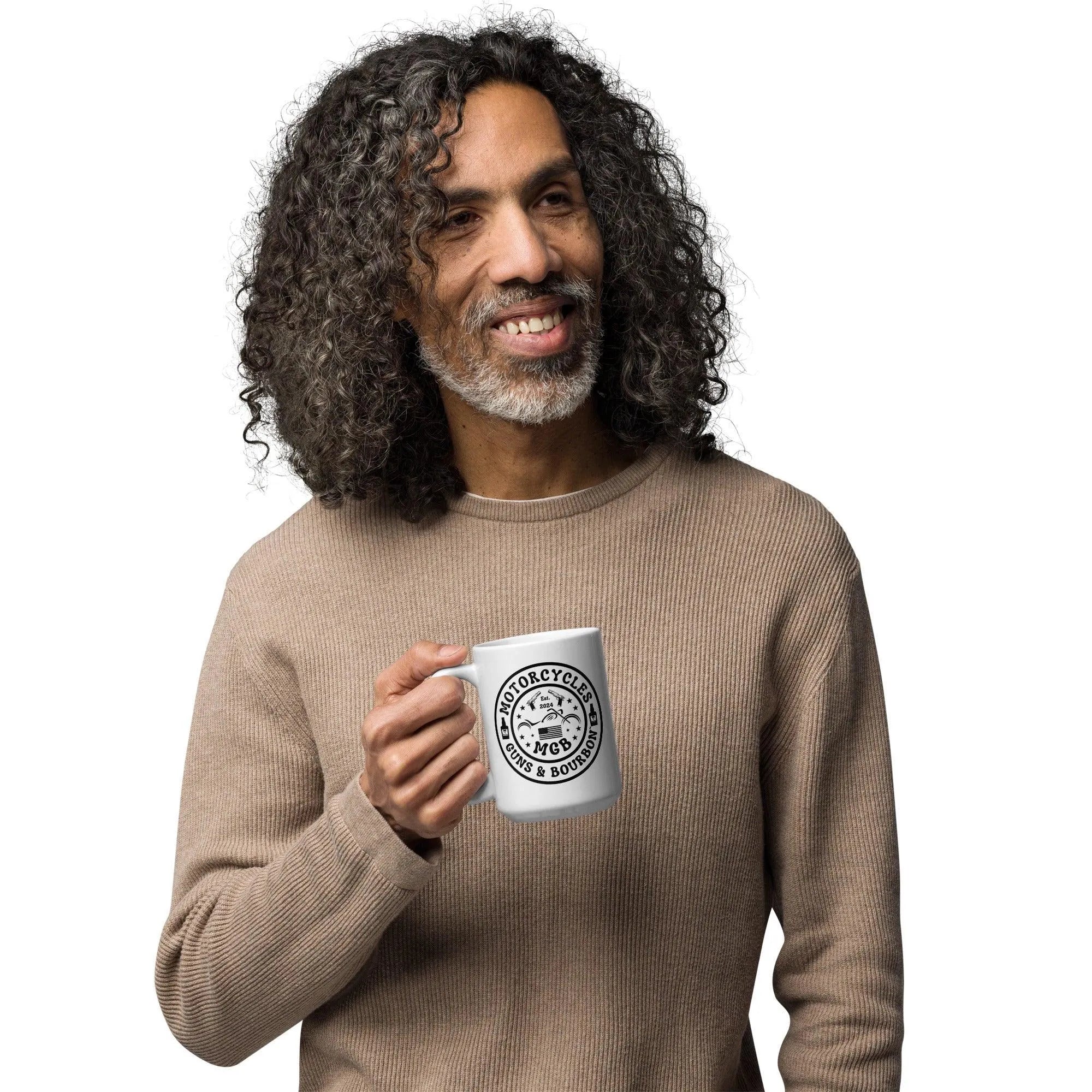 Motorcycles Guns & Bourbon White coffee mug -MGW Clothing