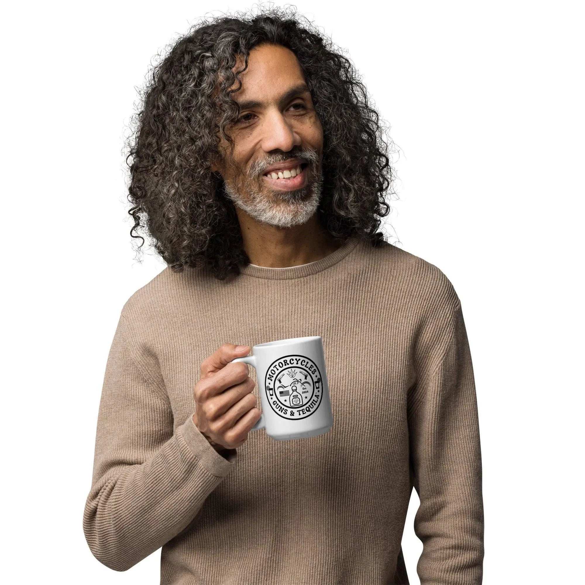 Motorcycles Guns & Tequila White coffee mug -MGW Clothing