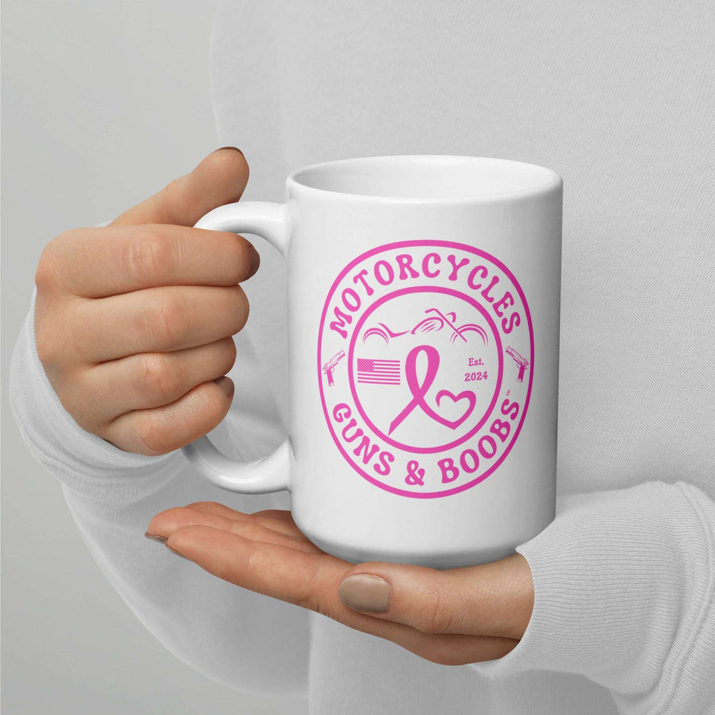 Motorcycles Guns And Boobs White Glossy Mug-MGW Clothing