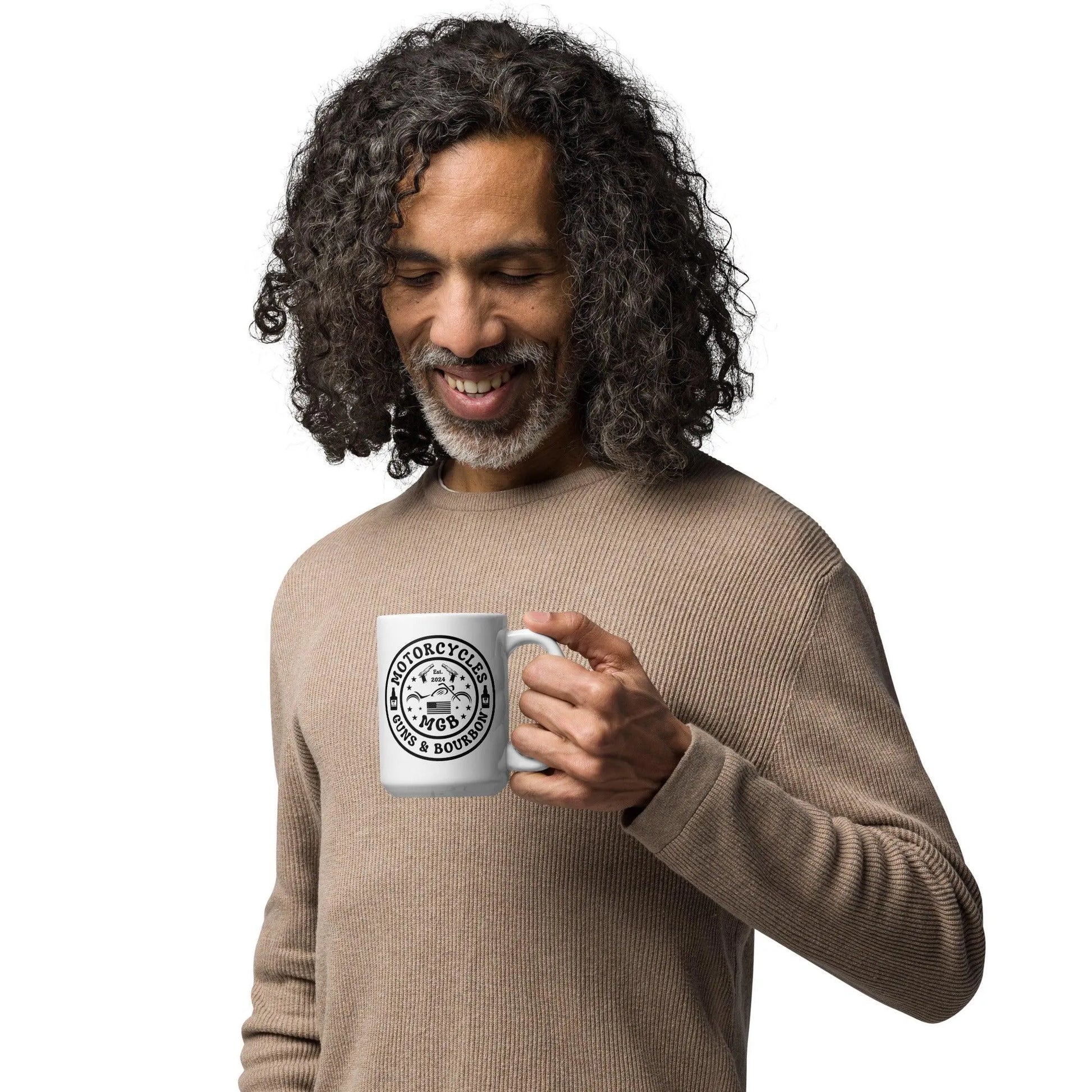 Motorcycles Guns & Bourbon White coffee mug -MGW Clothing