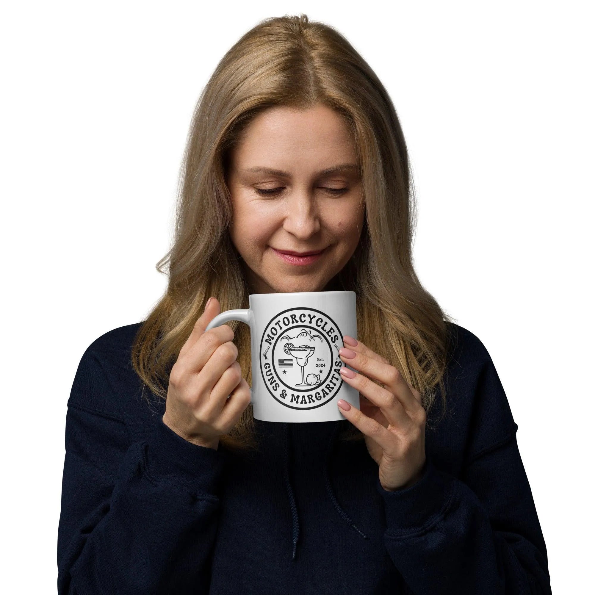 Motorcycles Guns & Margaritas White coffee mug -MGW Clothing