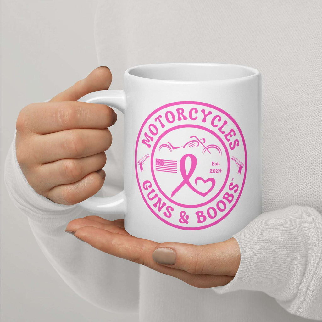 Motorcycles Guns And Boobs White Glossy Mug-MGW Clothing