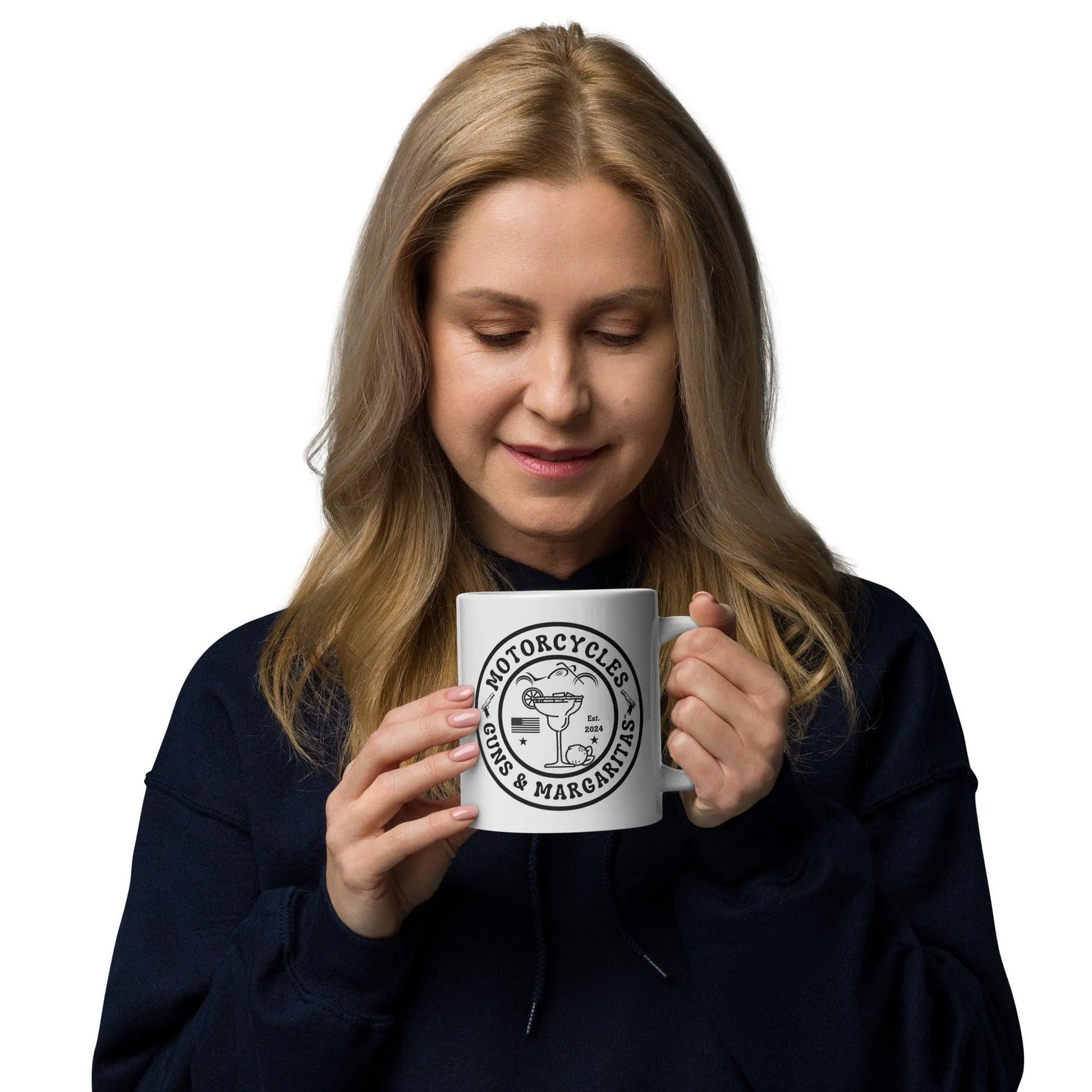 Motorcycles Guns & Margaritas White coffee mug -MGW Clothing