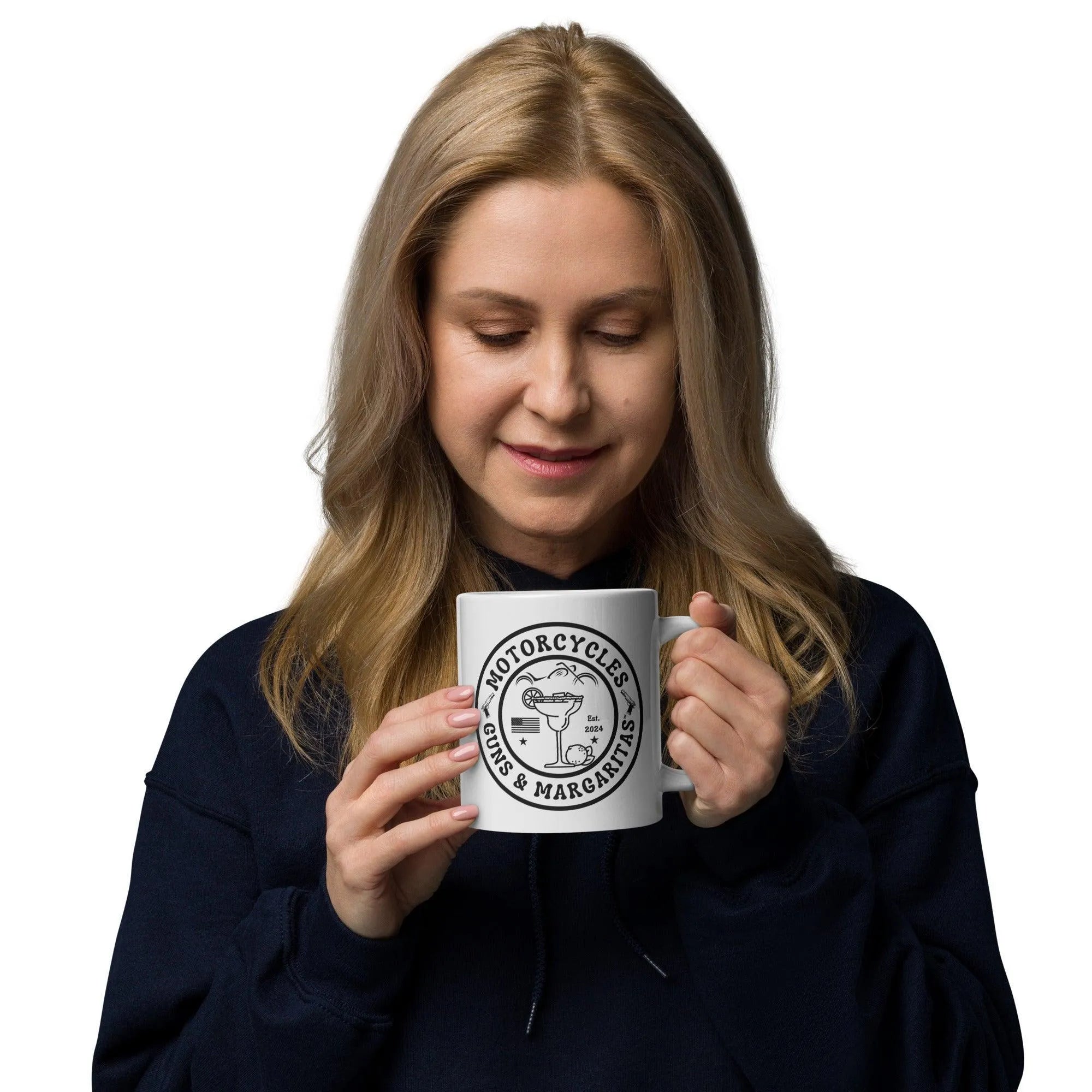 Motorcycles Guns & Margaritas White coffee mug -MGW Clothing