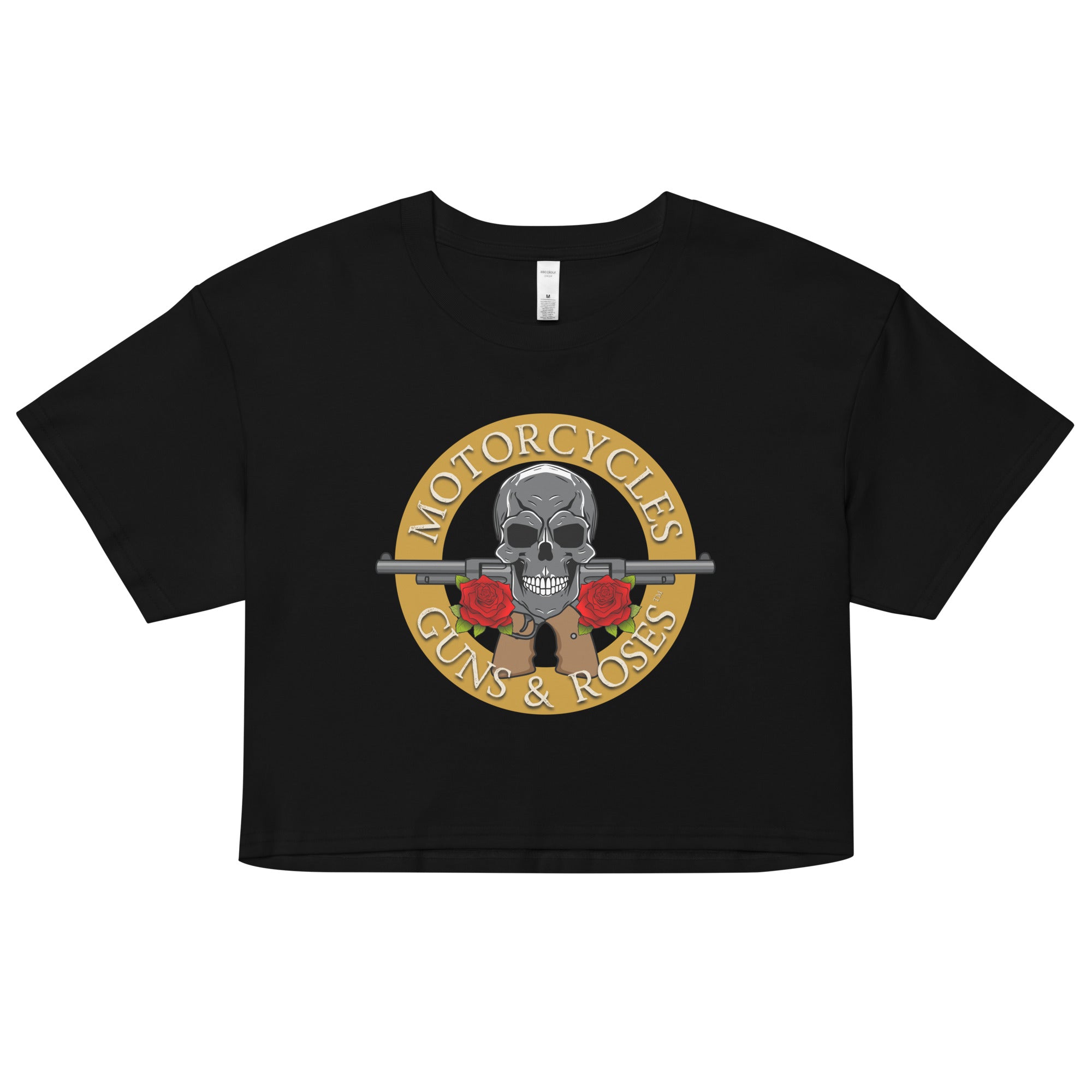 Motorcycles Guns And Roses Womens Crop Top-MGW Clothing