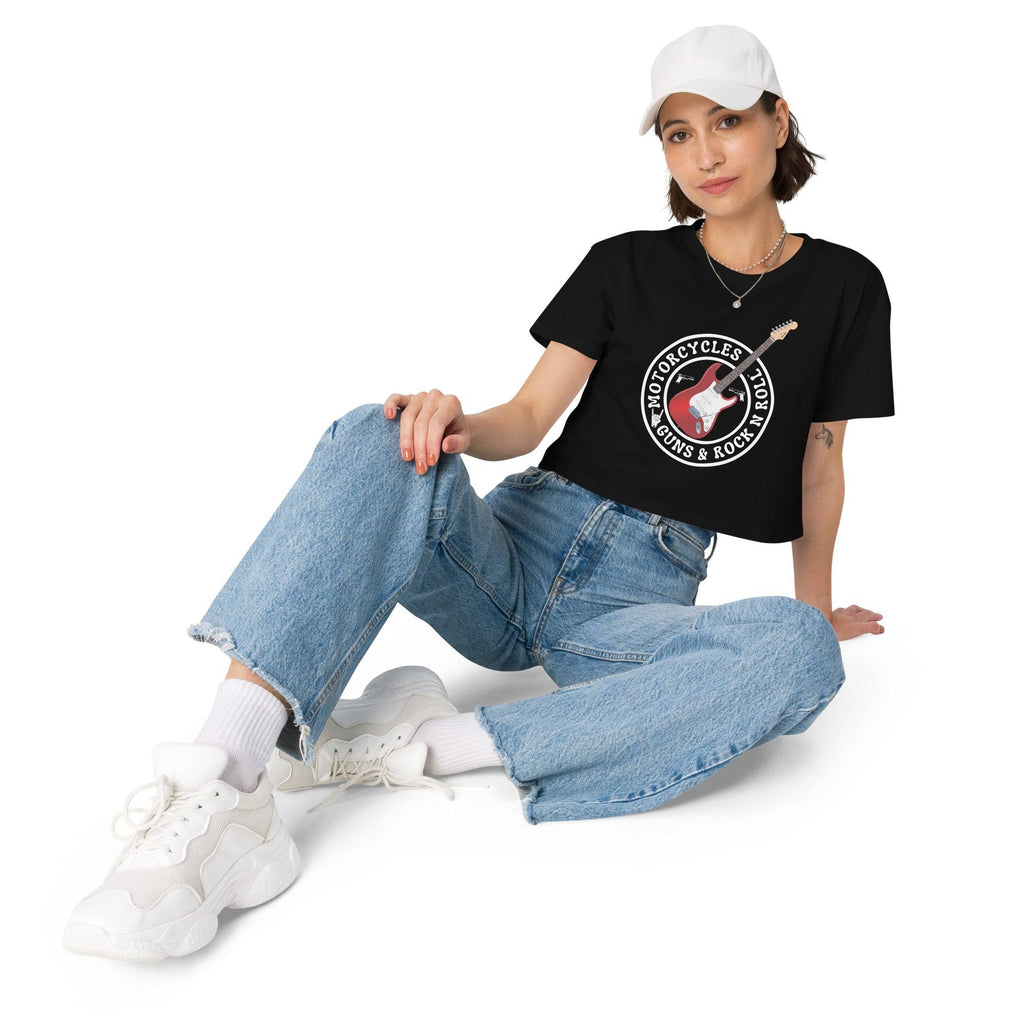 Motorcycles Guns And Rock N Roll Womens Crop Top - MGW Clothing