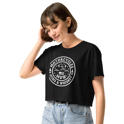 Motorcycles Guns & Whiskey crop top - Women's - ShopMGW Clothing