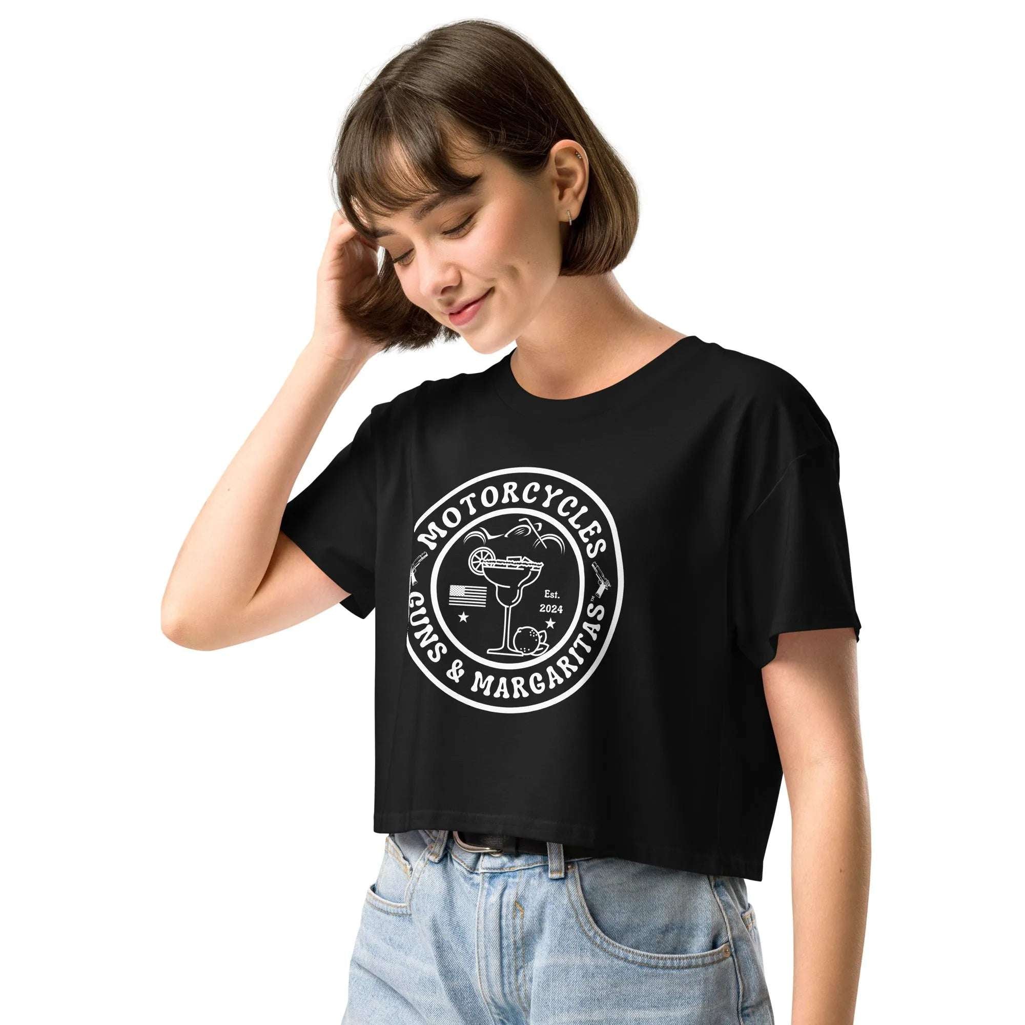 Motorcycles Guns & Margaritas crop top - Women's -MGW Clothing