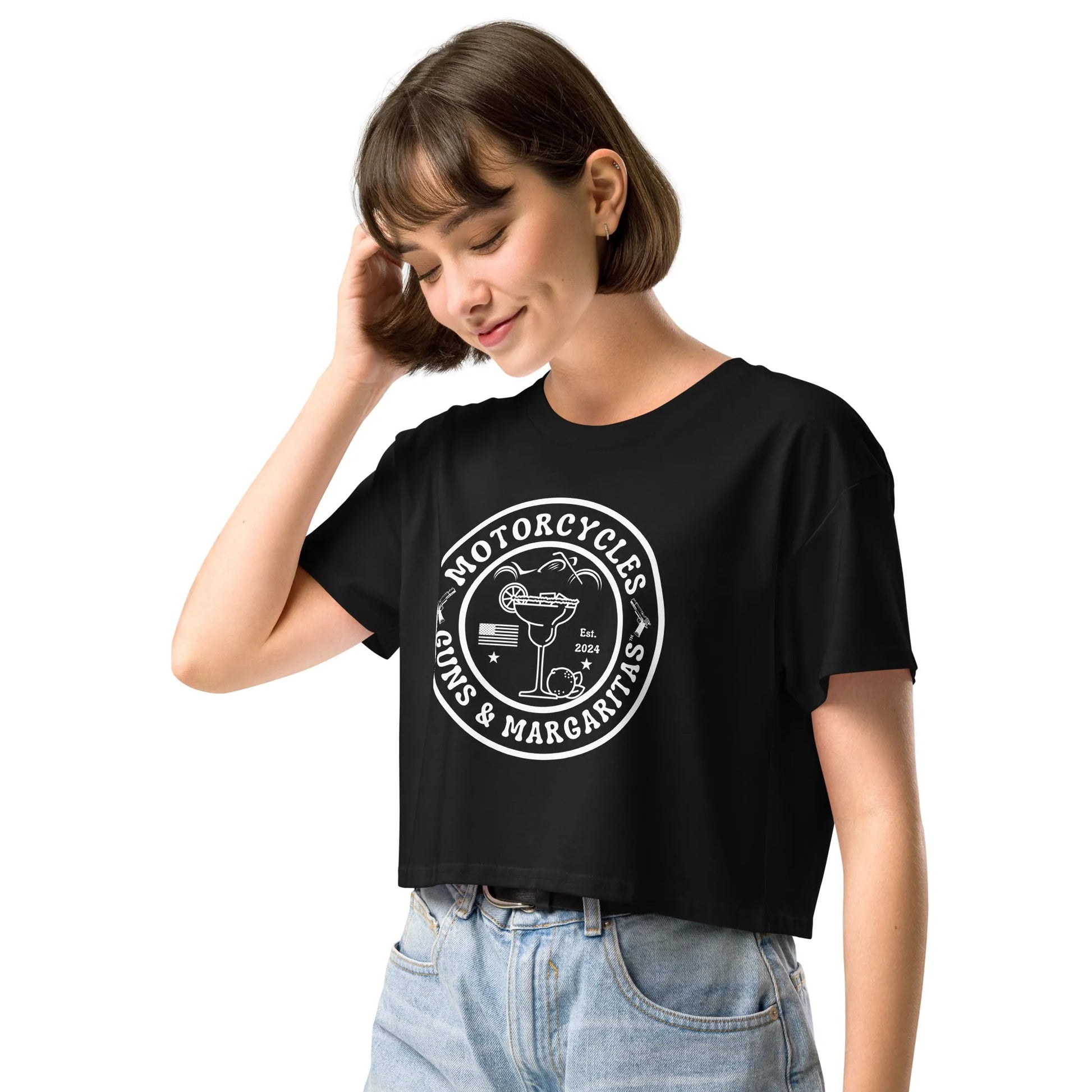 Motorcycles Guns & Margaritas crop top - Women's - ShopMGW Clothing