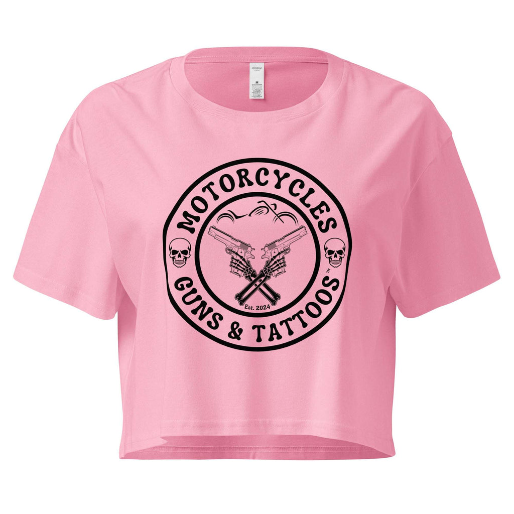 Motorcycles Guns And Tattoos Womens Crop Top-MGW Clothing