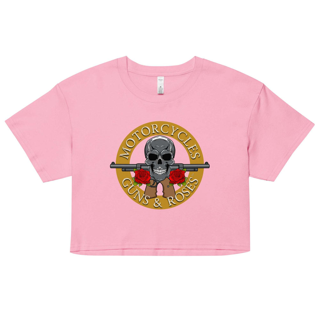 Motorcycles Guns And Roses Womens Crop Top - MGW Clothing