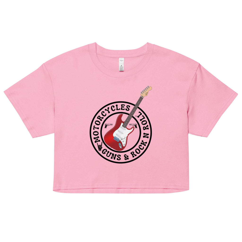 Motorcycles Guns And Rock N Roll Womens Crop Top - MGW Clothing