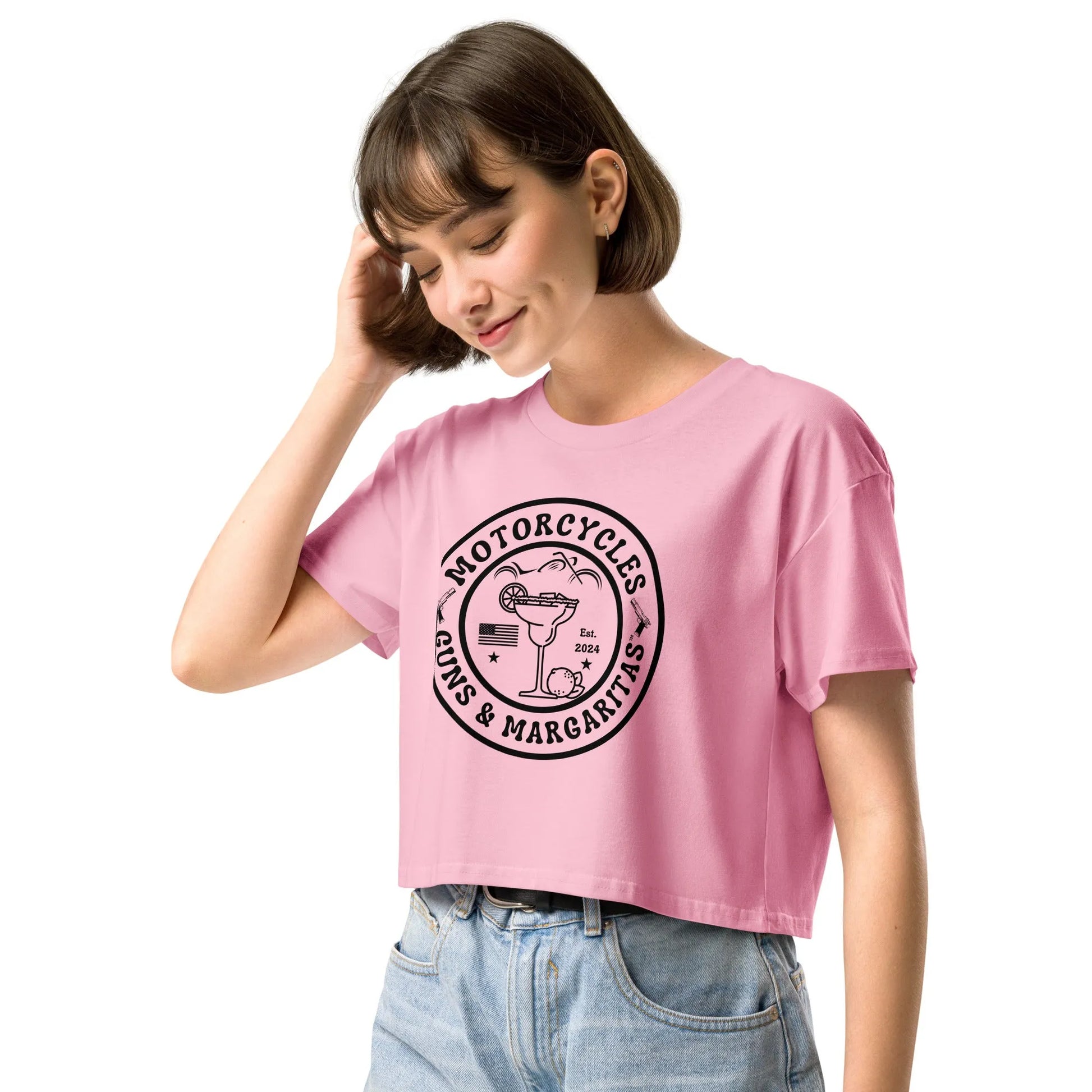 Motorcycles Guns & Margaritas crop top - Women's - ShopMGW Clothing