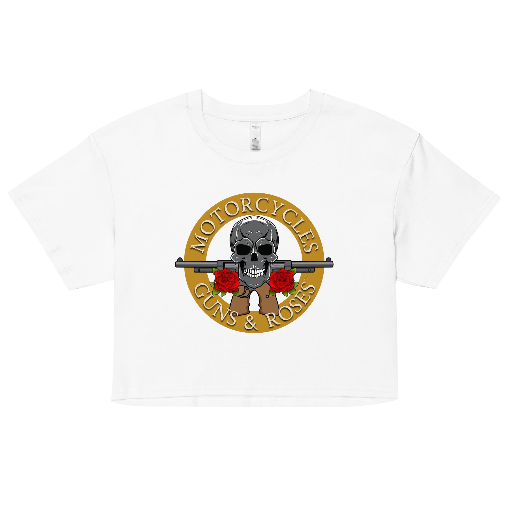 Motorcycles Guns And Roses Womens Crop Top-MGW Clothing
