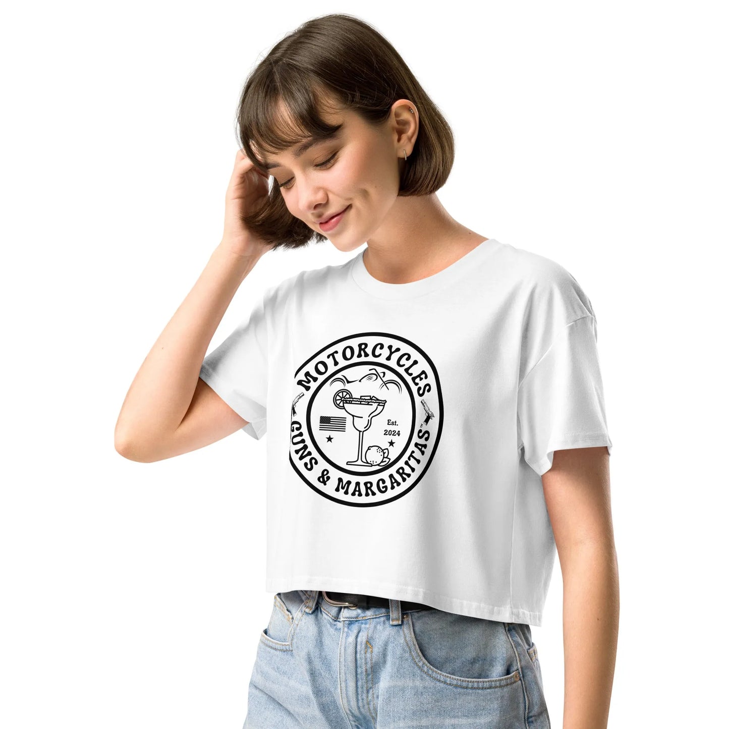Motorcycles Guns & Margaritas crop top - Women's - ShopMGW Clothing