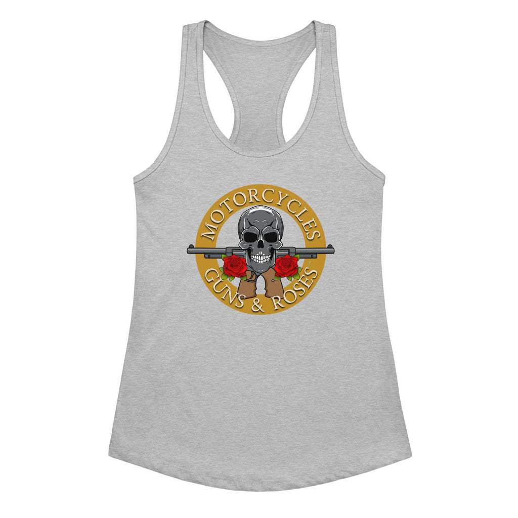 Motorcycles Guns And Roses Tank Top Womens Fitted Racerback - MGW Clothing