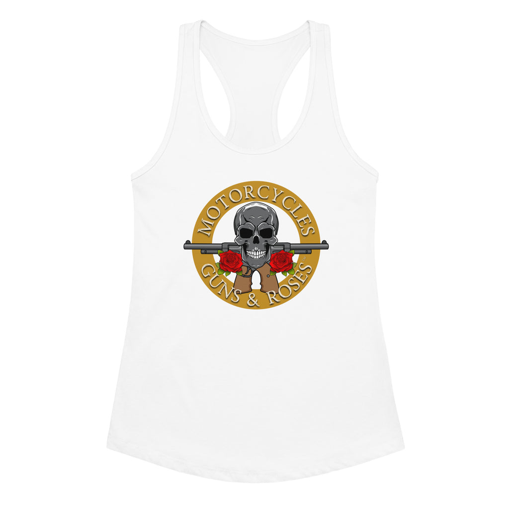 Motorcycles Guns And Roses Tank Top Womens Fitted Racerback - MGW Clothing