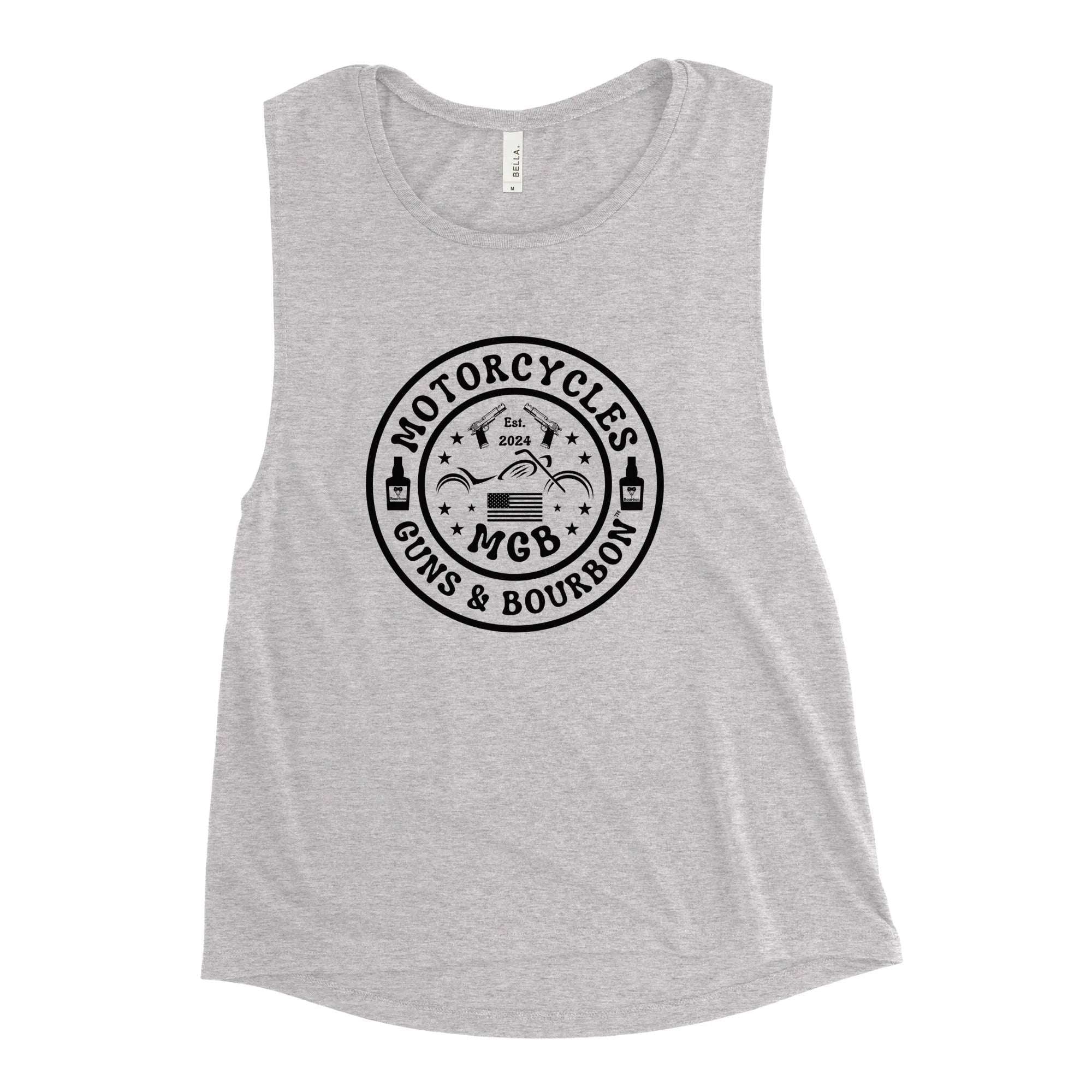 Motorcycles Guns & Bourbon Muscle Tank - Women's -MGW Clothing