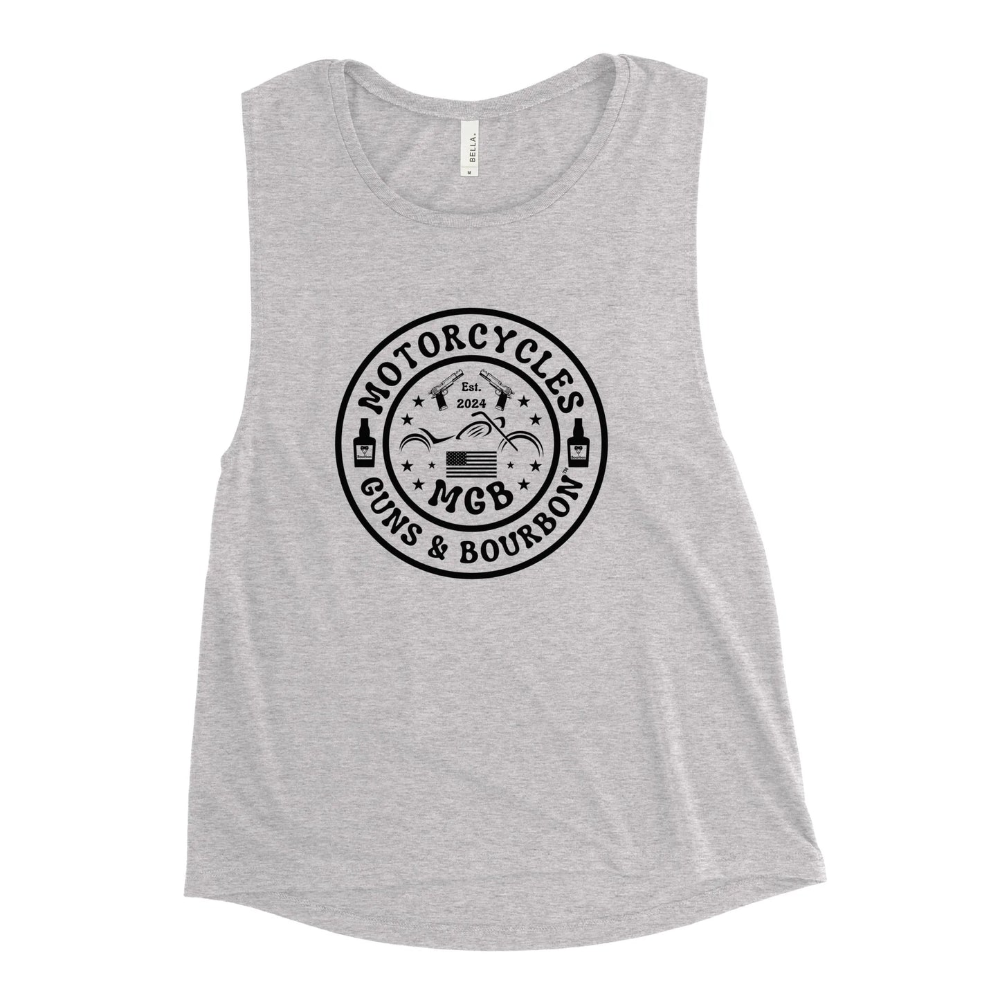 Motorcycles Guns & Bourbon Muscle Tank - Women's - ShopMGW Clothing