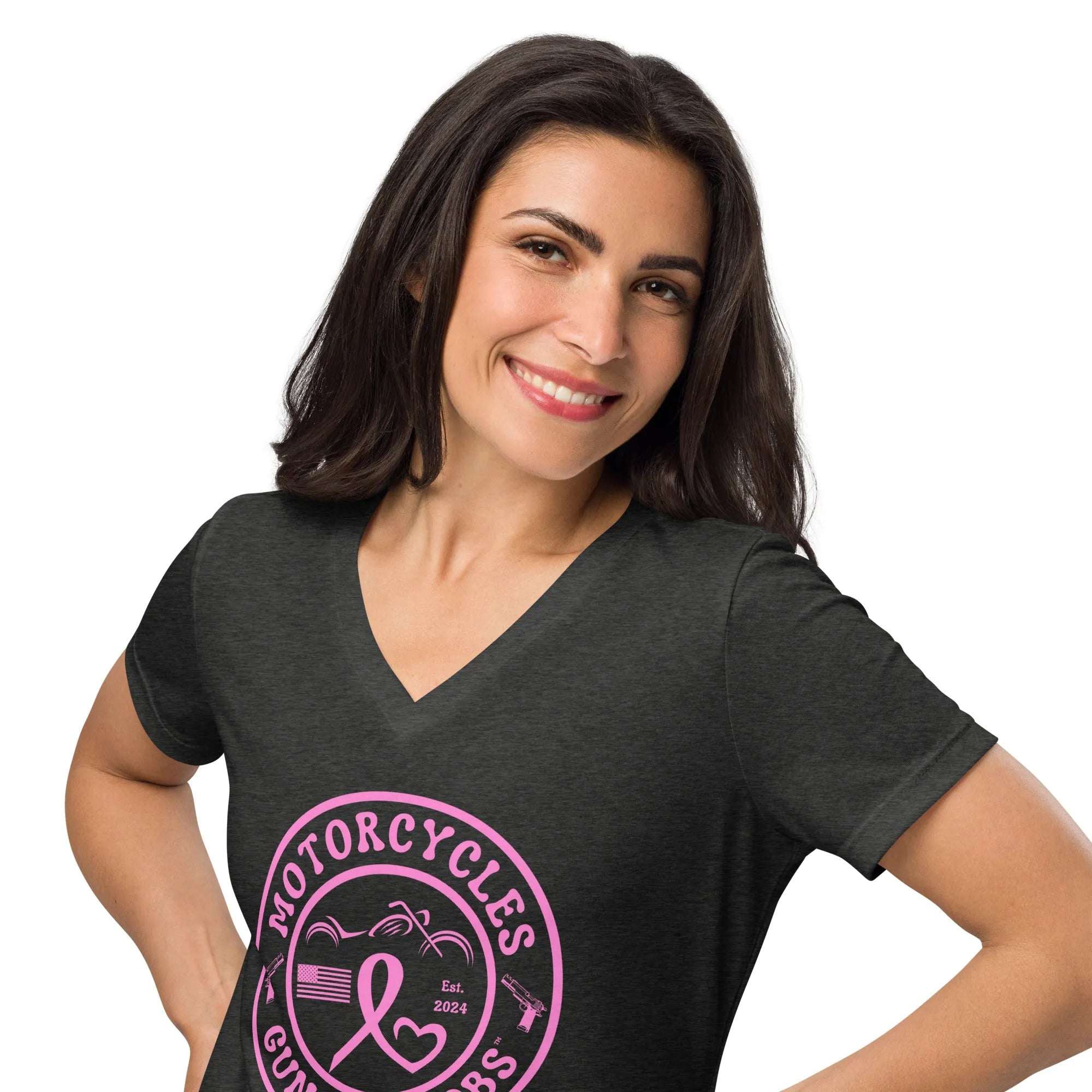 Motorcycles Guns & Boobs T-shirt - Women’s v-neck -MGW Clothing