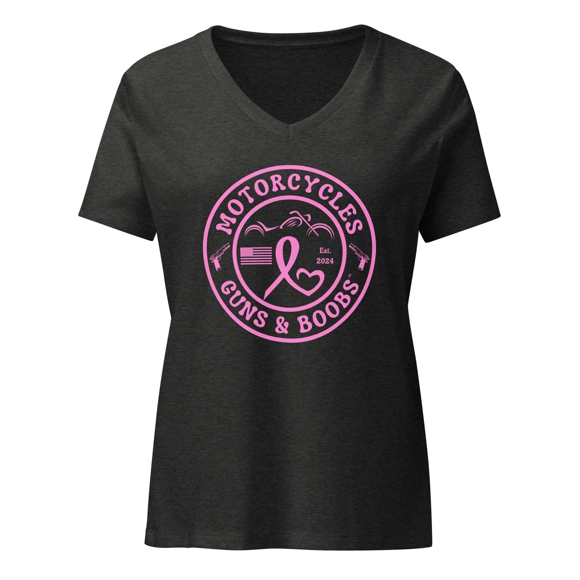 Motorcycles Guns & Boobs T-shirt - Women’s v-neck -MGW Clothing