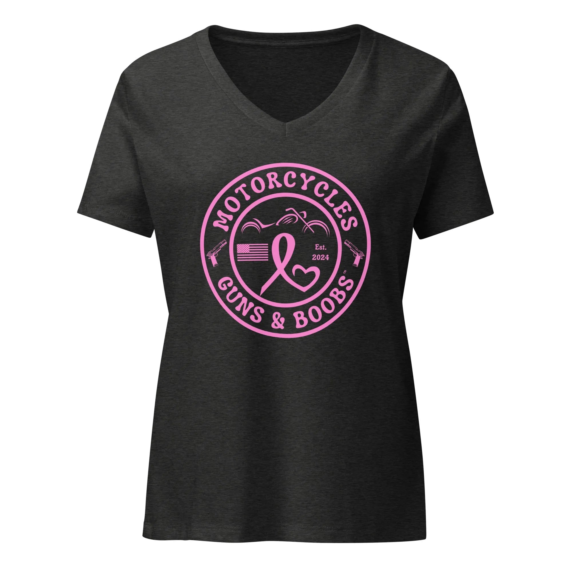 Motorcycles Guns & Boobs T-shirt - Women’s v-neck -MGW Clothing