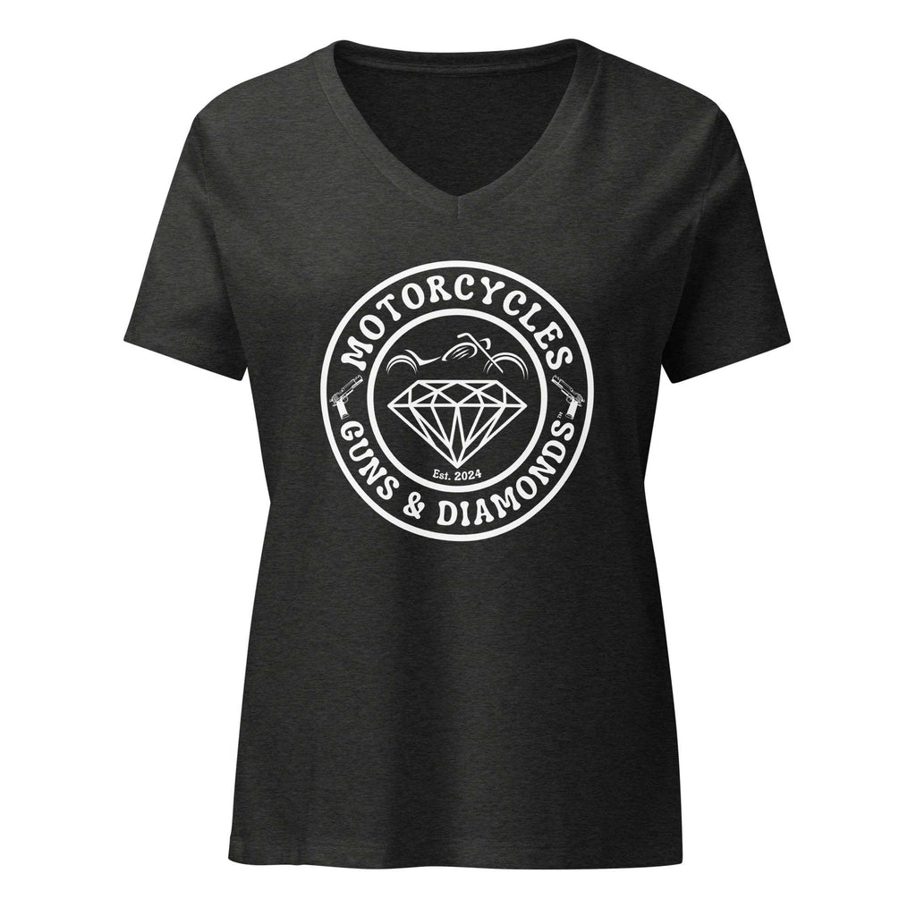 Motorcycles Guns And Diamonds T Shirt Womens V Neck - MGW Clothing