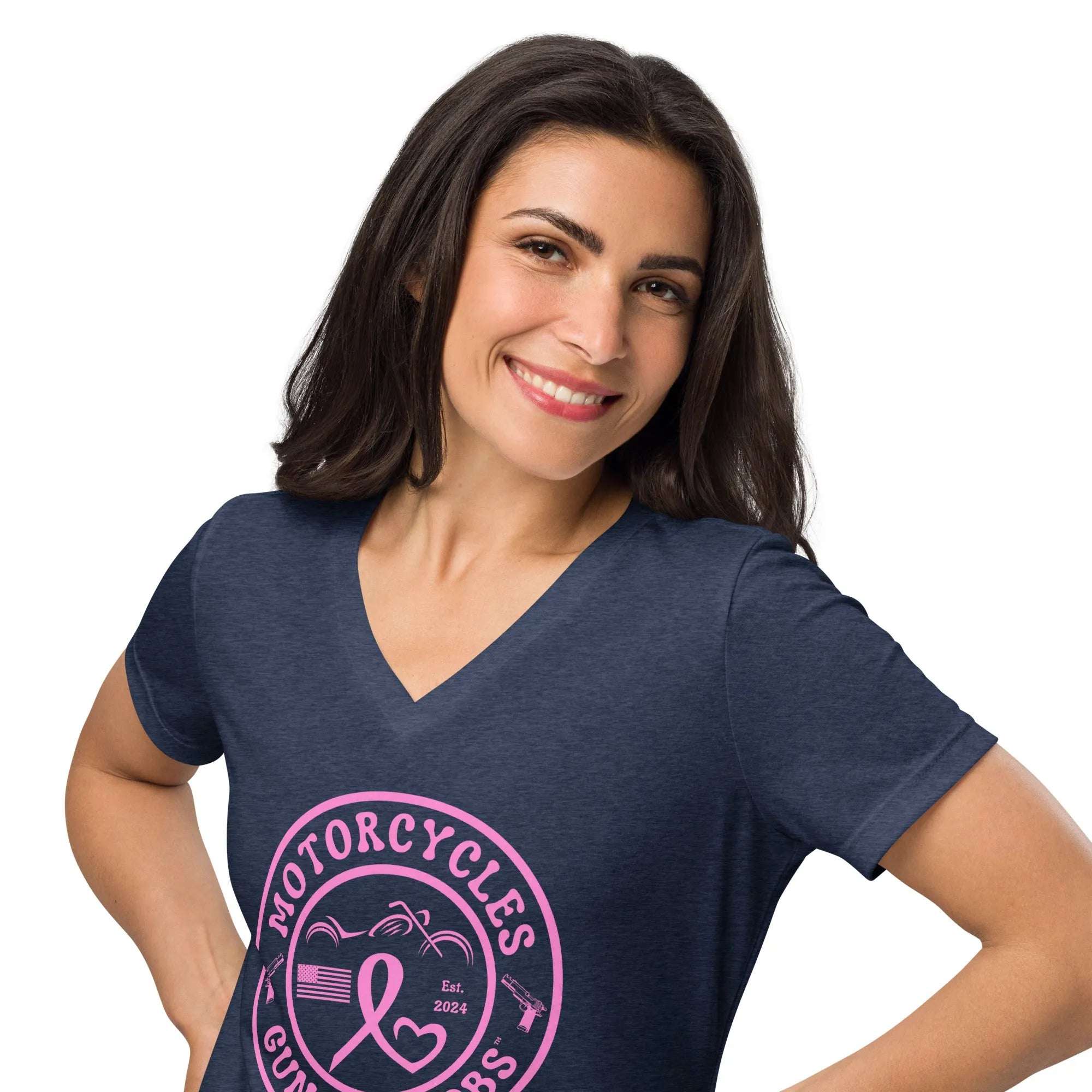 Motorcycles Guns & Boobs T-shirt - Women’s v-neck -MGW Clothing