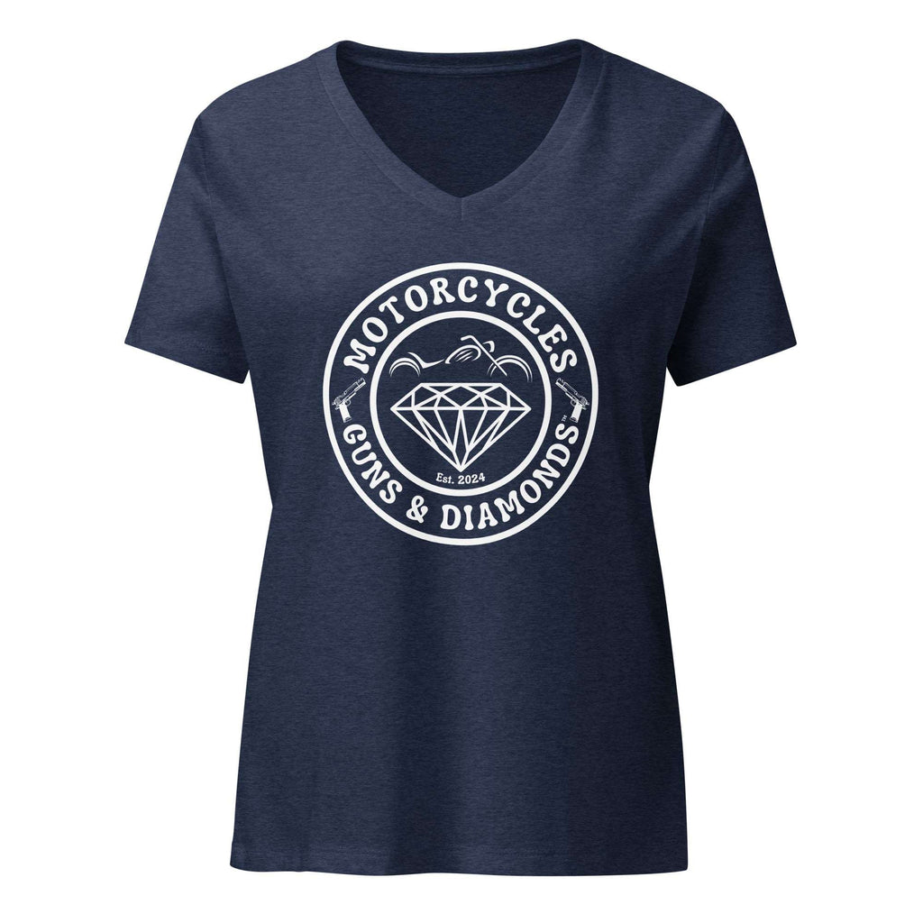 Motorcycles Guns And Diamonds T Shirt Womens V Neck - MGW Clothing