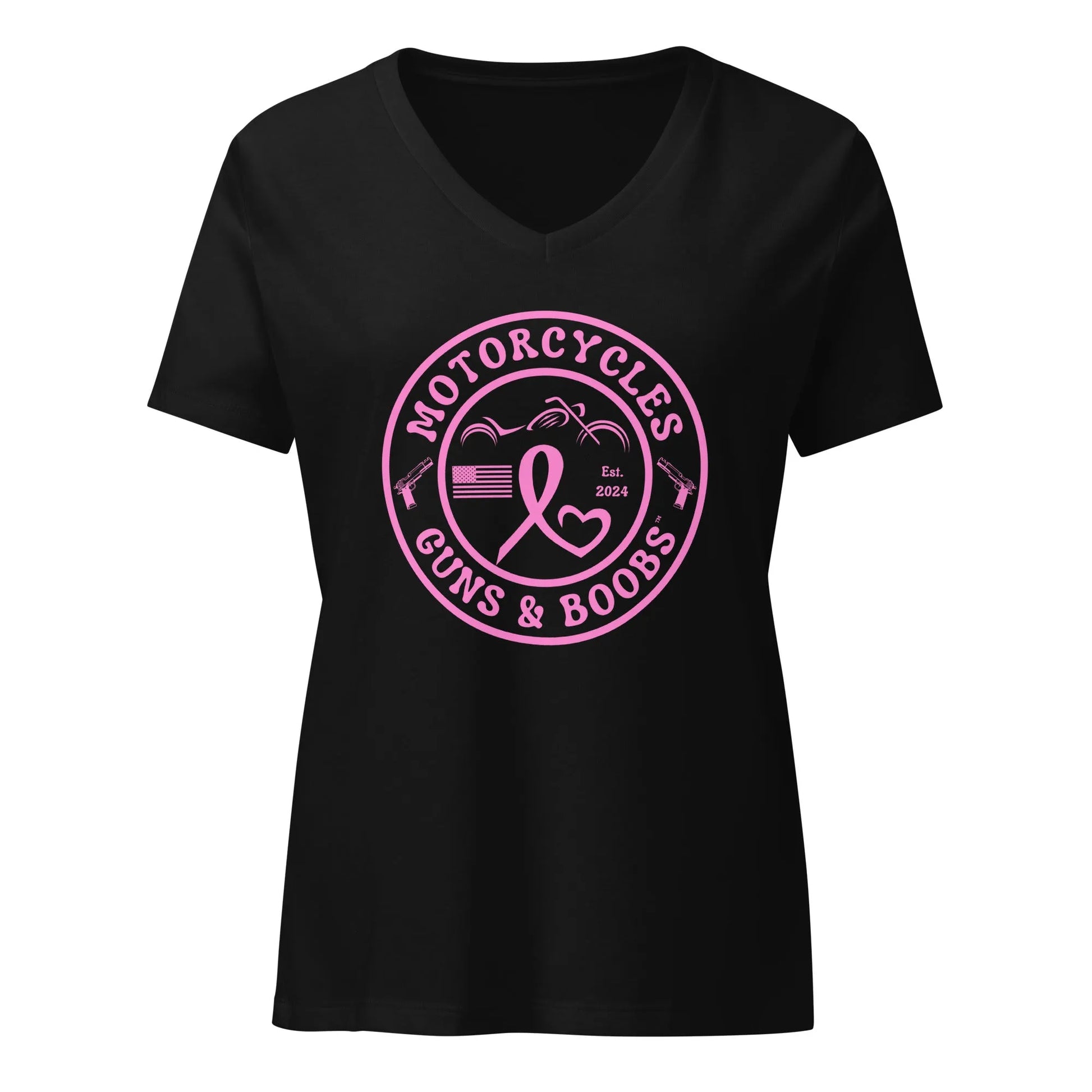 Motorcycles Guns & Boobs T-shirt - Women’s v-neck - ShopMGW Clothing