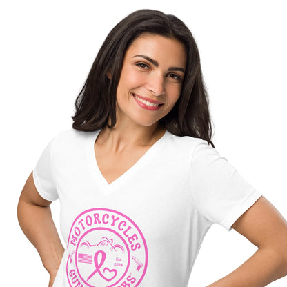 Motorcycles Guns & Boobs T-shirt - Women’s v-neck - ShopMGW Clothing