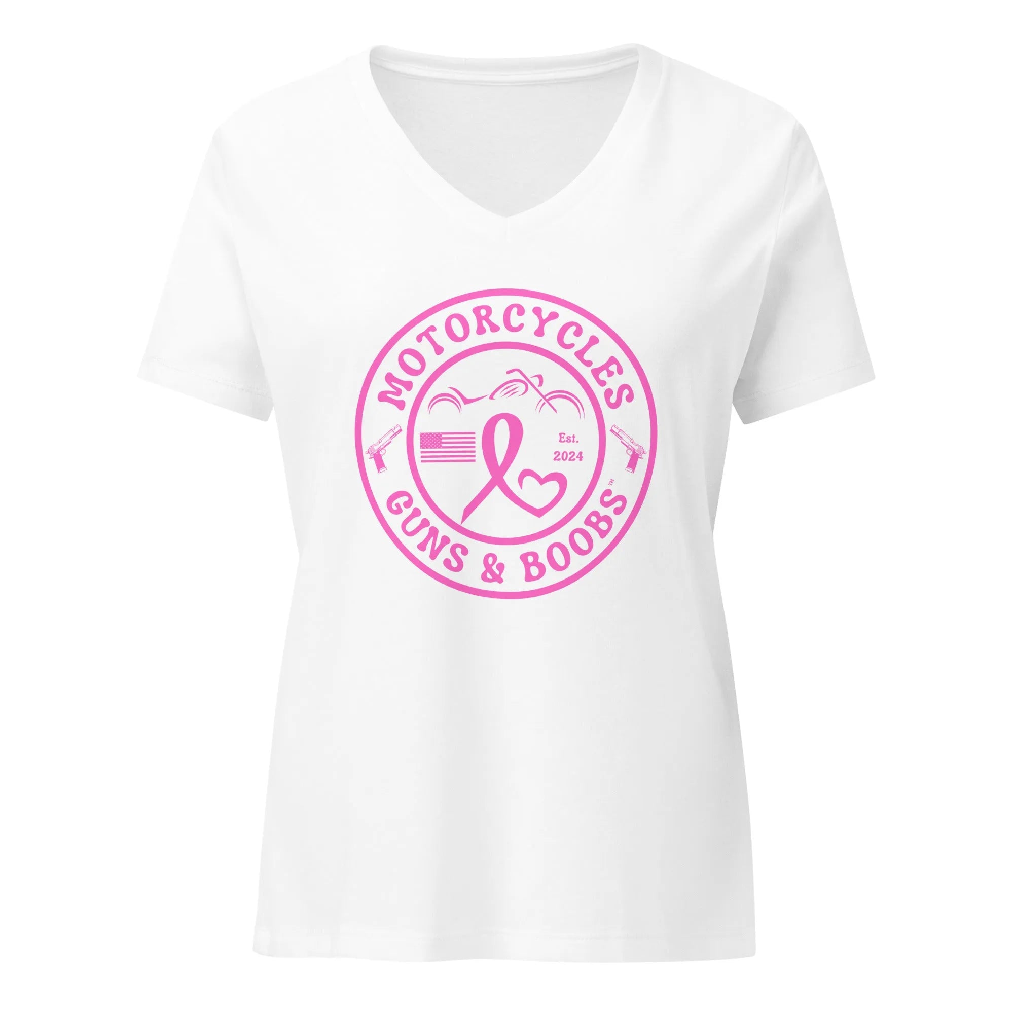 Motorcycles Guns & Boobs T-shirt - Women’s v-neck -MGW Clothing