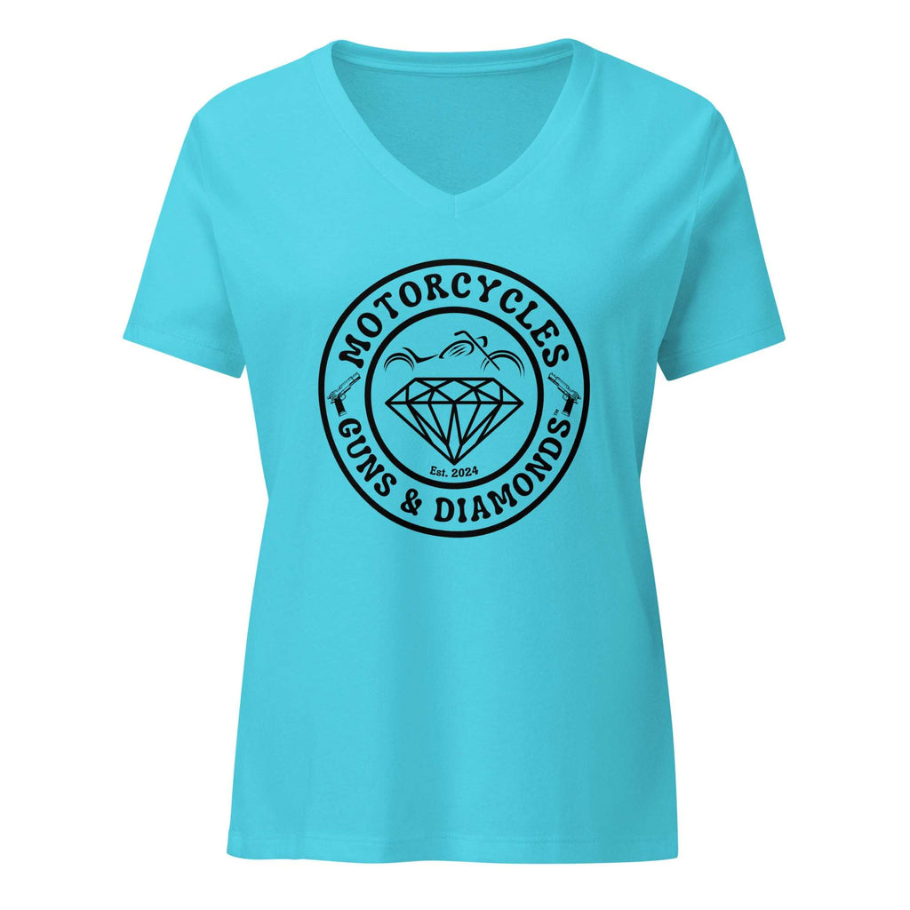 Motorcycles Guns And Diamonds T Shirt Womens V Neck - MGW Clothing